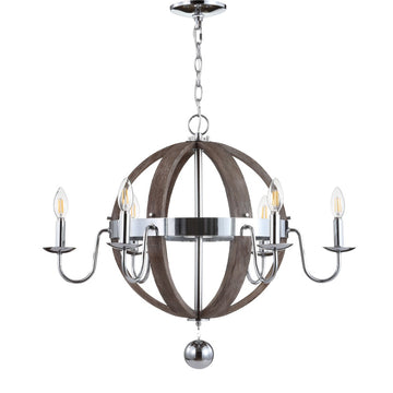 Georgia 30" Wood/Metal Adjustable LED Chandelier - JONATHAN Y